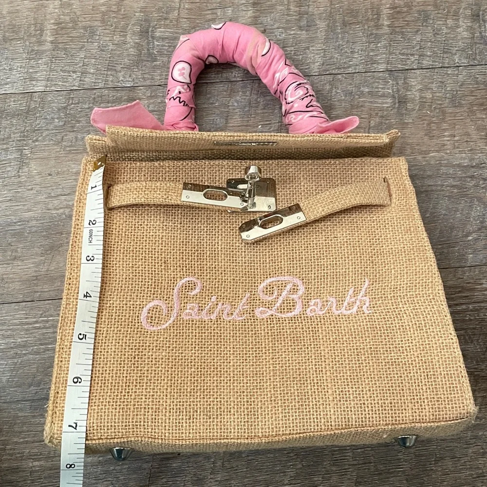 Luna Sarah by Mamour St Barth Burlap Handbag With Shoulder Strap Resortwear